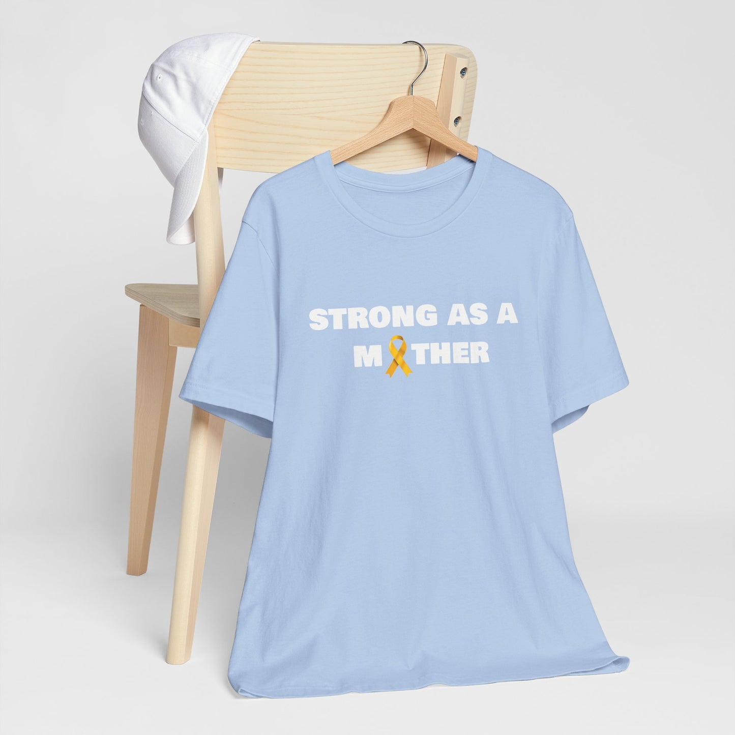 Strong as a Mother Childhood Cancer Awareness T-Shirt, Unisex Bella Canvas Tee, Cancer Survivor Gift, Warrior Mom Shirt, Supportive Ribbon